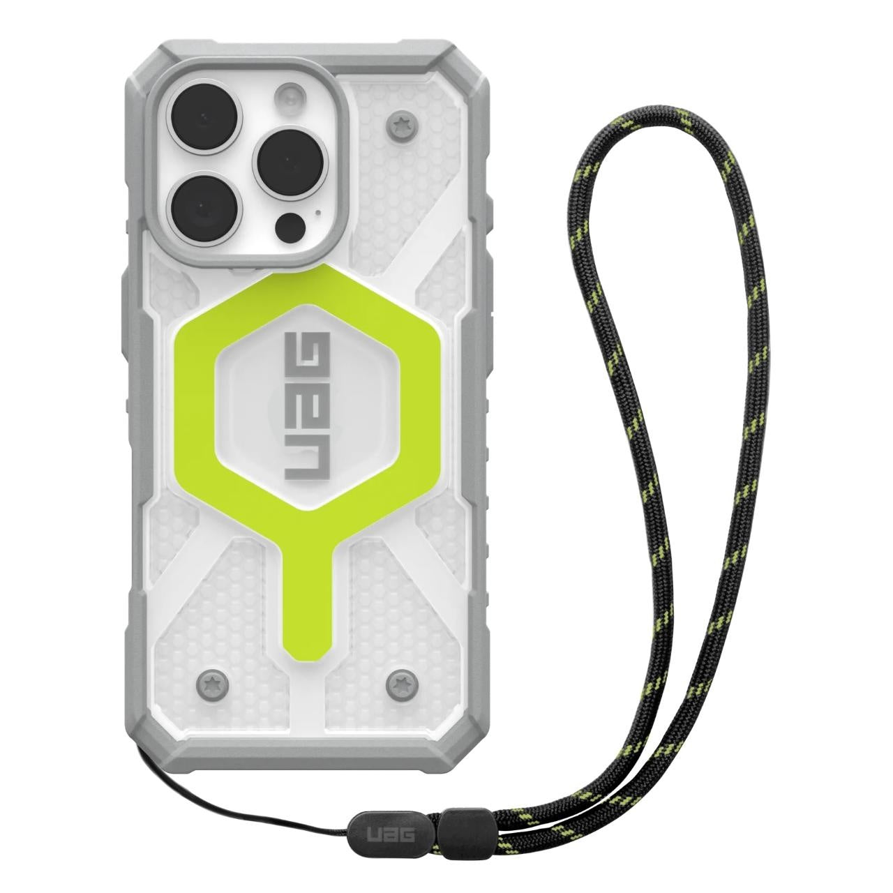 MagSafe Case for Apple iPhone 16 Pro, Urban Armor Gear, Pathfinder Clear with Lanyard, Green