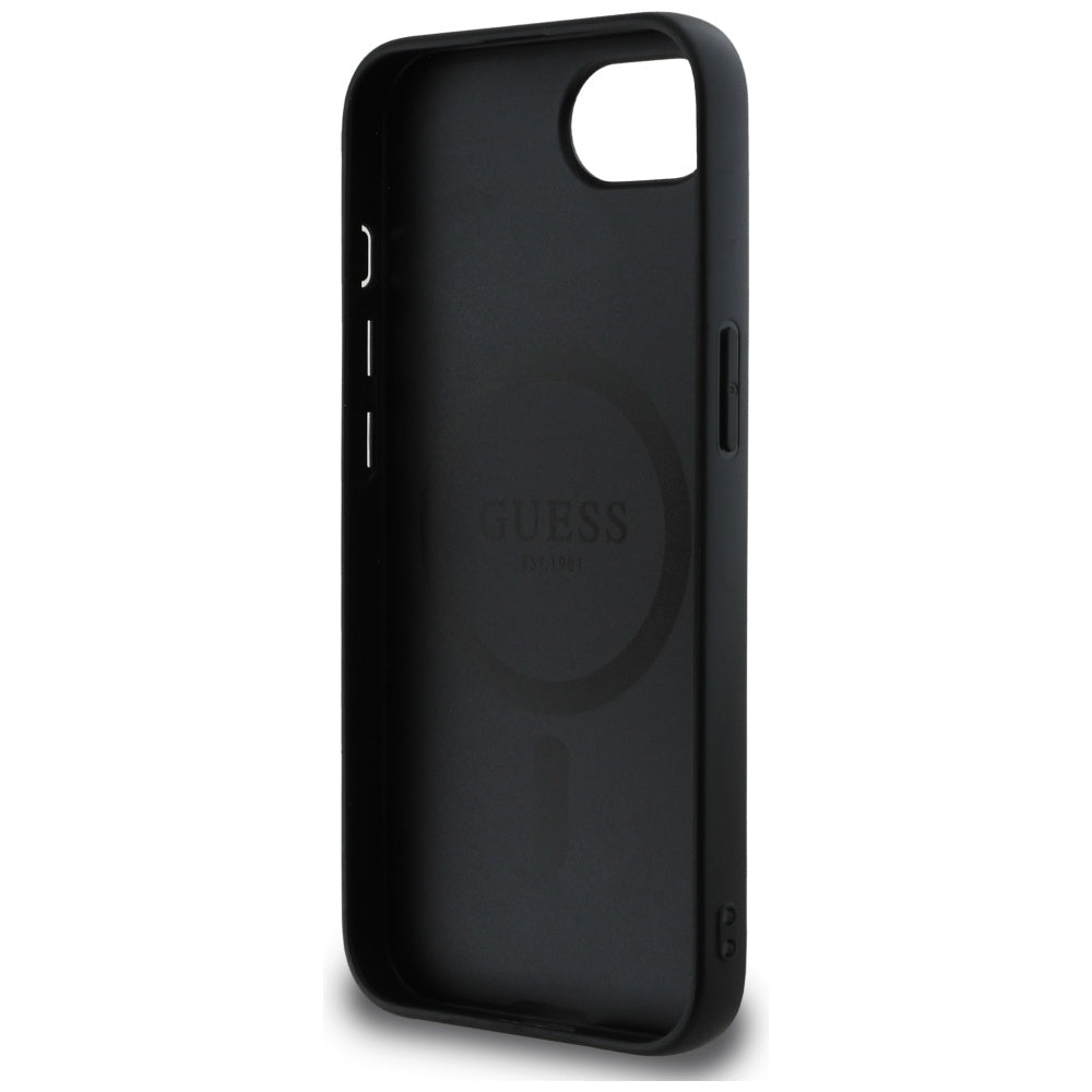 MagSafe Case for Apple iPhone 16e, Guess, 4G Ring Classic Logo, Black