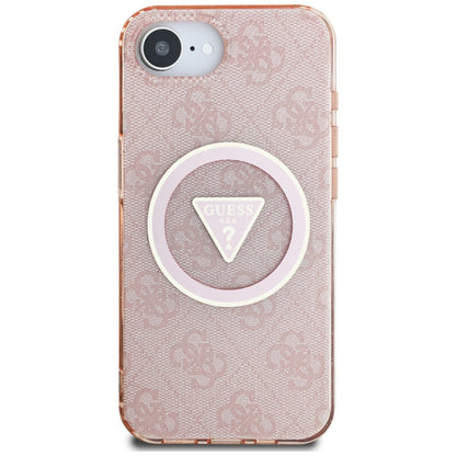MagSafe Case for Apple iPhone 16e, Guess, IML Glitter 4G Circle Triangle, Pink