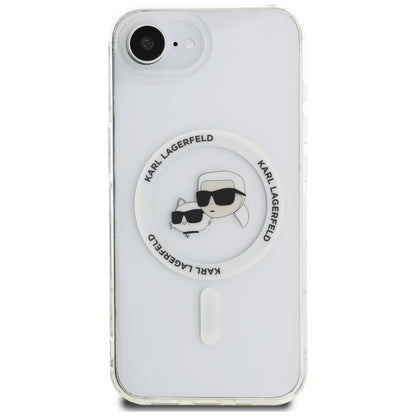 MagSafe Case for Apple iPhone 16e, Karl Lagerfeld, IML Metal Karl & Choupette's Heads, White