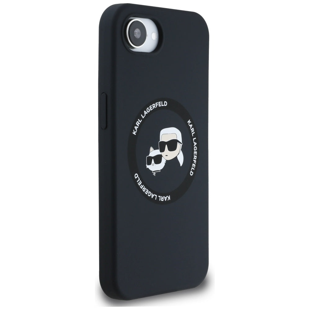 MagSafe Case for Apple iPhone 16e, Karl Lagerfeld, Silicone Karl & Choupette's Heads, Black