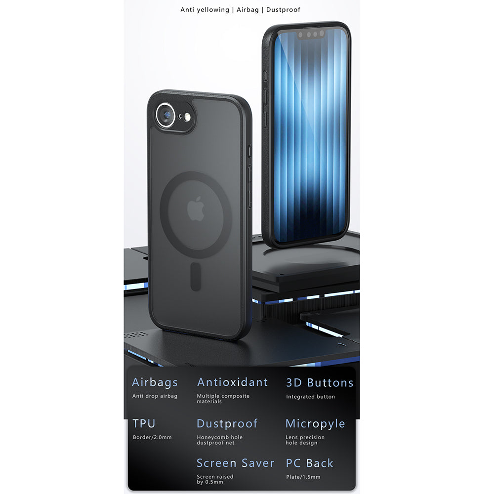 MagSafe Case for Apple iPhone 17e / 16e, Techsuit, PureFrost, Satin Black