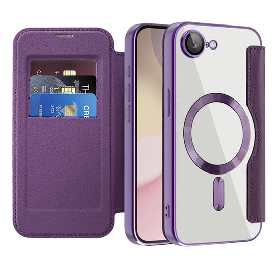 MagSafe Case for Apple iPhone 17e / 16e, Techsuit, SmartMag Book, Purple