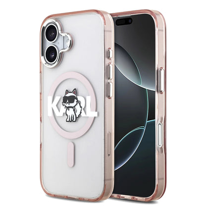 MagSafe Case for Apple iPhone 17, Karl Lagerfeld, IML Sketch Logo Choupette, Pink
