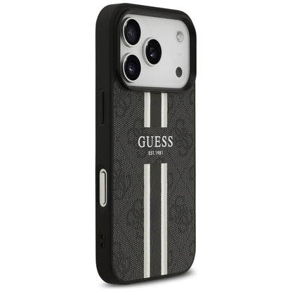 MagSafe Case for Apple iPhone 17 Pro, Guess, 4G Printed Stripes, Black