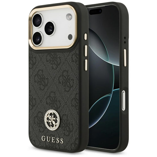 MagSafe Case for Apple iPhone 17 Pro, Guess, 4G Strass Logo, Black