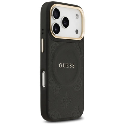 MagSafe Case for Apple iPhone 17 Pro, Guess, Peony Hot Stamp, Black