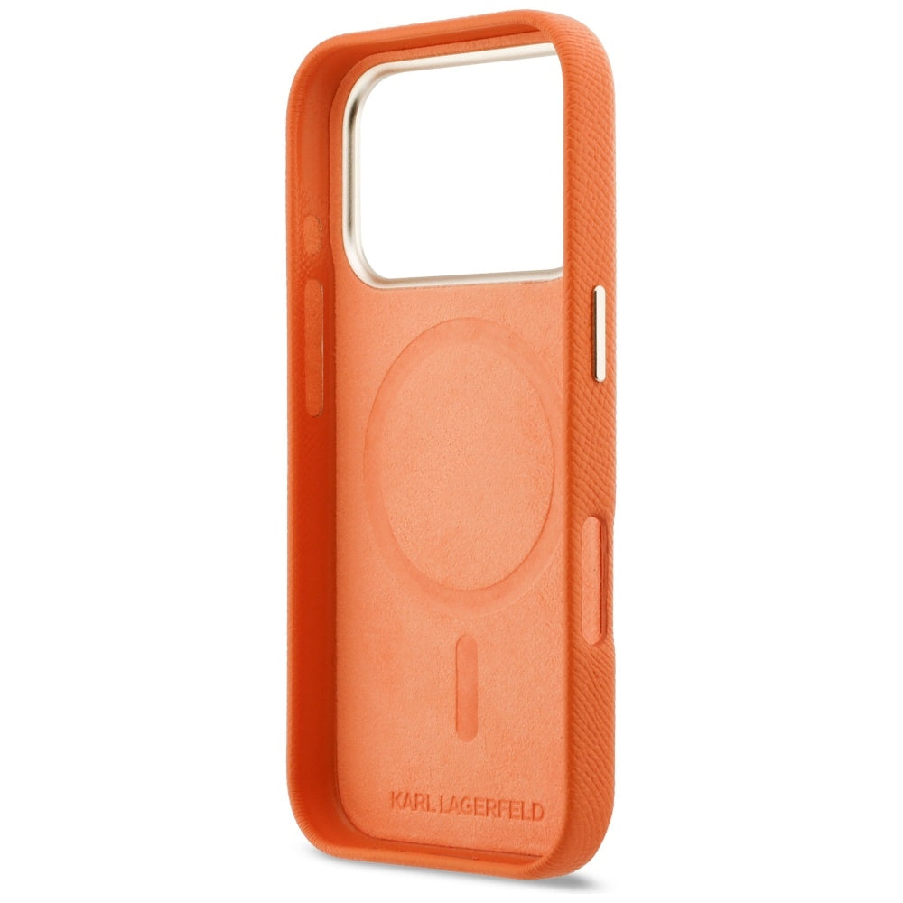 MagSafe Case for Apple iPhone 17 Pro, Karl Lagerfeld, Karl Head Logo, Orange