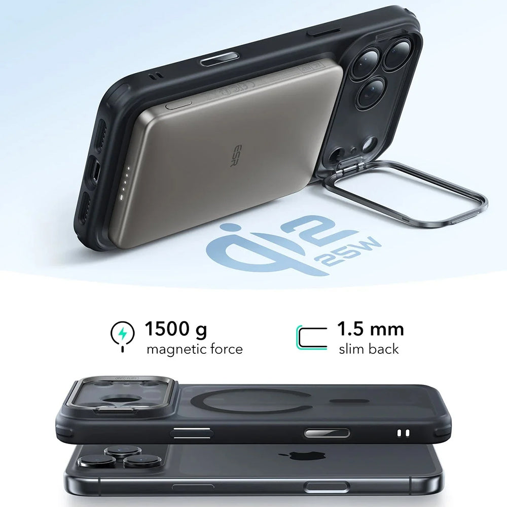 MagSafe Case for Apple iPhone 17 Pro Max, ESR, Classic Hybrid Kickstand, Satin Black