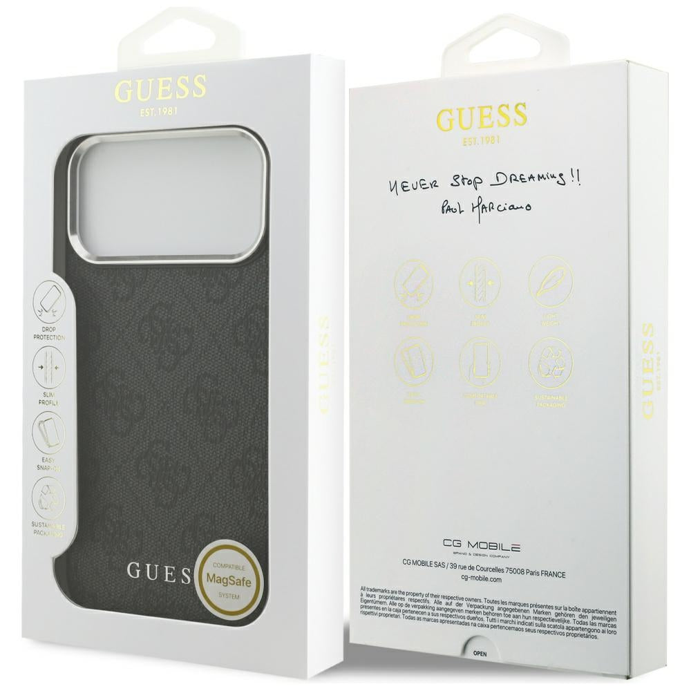 MagSafe Case for Apple iPhone 17 Pro Max, Guess, 4G Classic Logo, Black