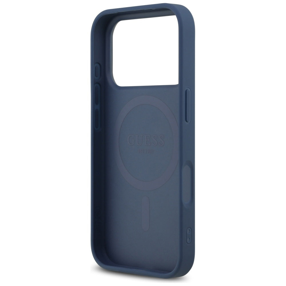 MagSafe Case for Apple iPhone 17 Pro Max, Guess, 4G Triangle Strass, Blue