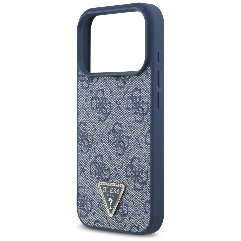 MagSafe Case for Apple iPhone 17 Pro Max, Guess, 4G Triangle Strass, Blue