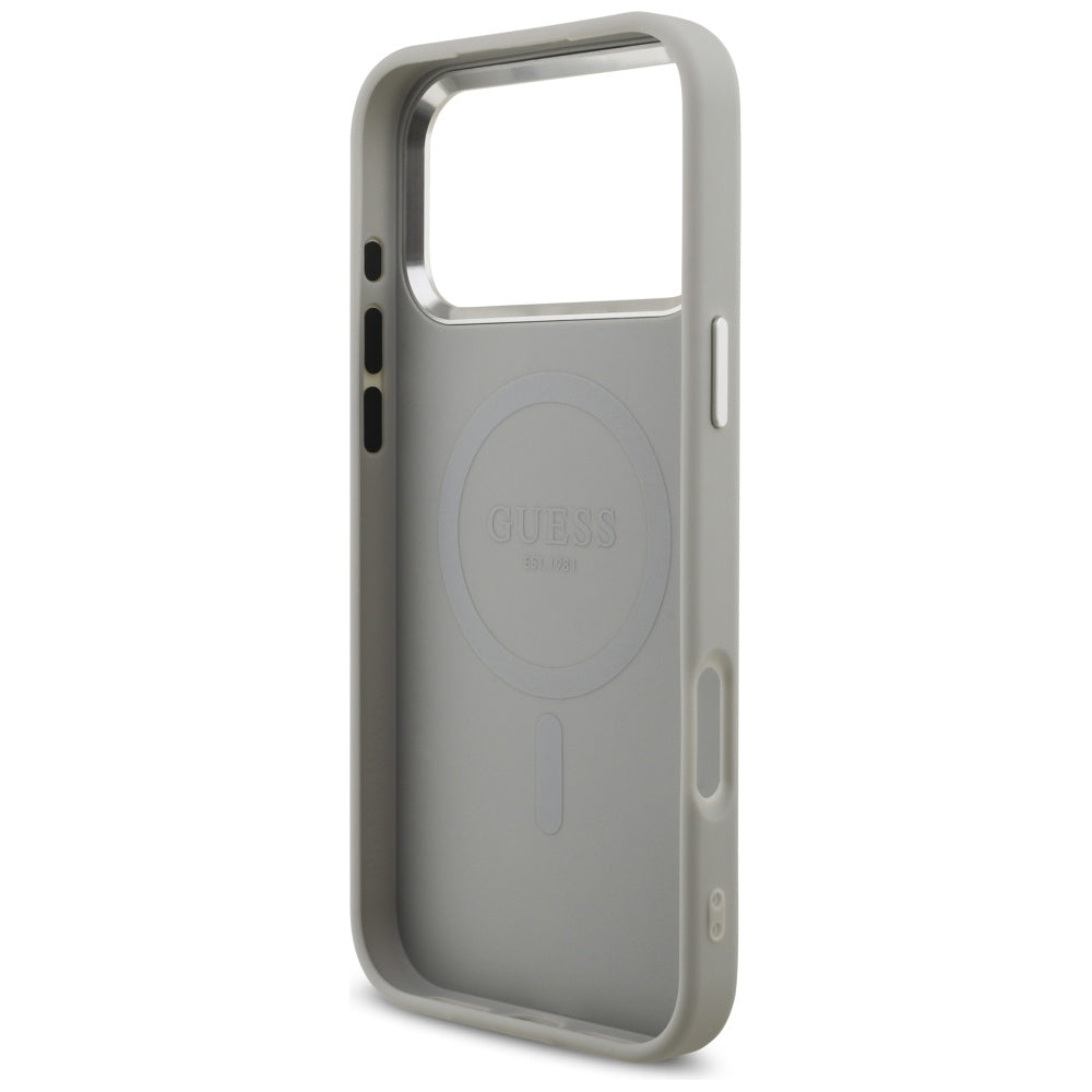 MagSafe Case for Apple iPhone 17 Pro Max, Guess, Glitter Triangle Logo, Silver