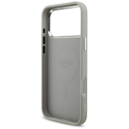 MagSafe Case for Apple iPhone 17 Pro Max, Guess, Glitter Triangle Logo, Silver
