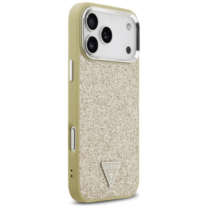 MagSafe Case for Apple iPhone 17 Pro Max, Guess, Glitter Triangle Logo, Gold