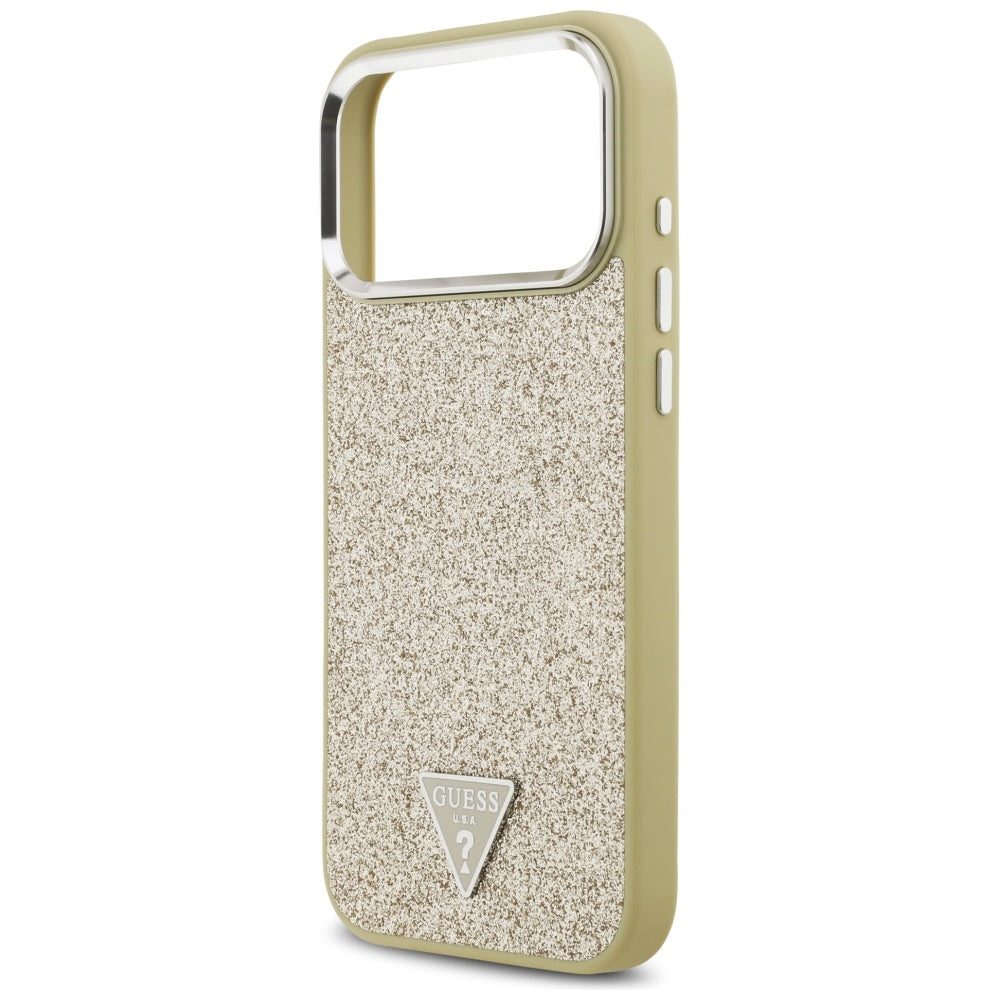 MagSafe Case for Apple iPhone 17 Pro Max, Guess, Glitter Triangle Logo, Gold