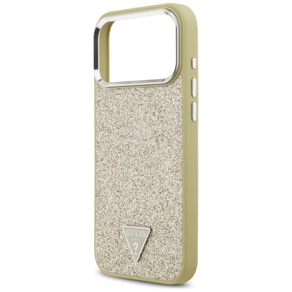 MagSafe Case for Apple iPhone 17 Pro Max, Guess, Glitter Triangle Logo, Gold