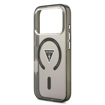 MagSafe Case for Apple iPhone 17 Pro Max, Guess, IML Gradient Triangle Logo, Black Silver