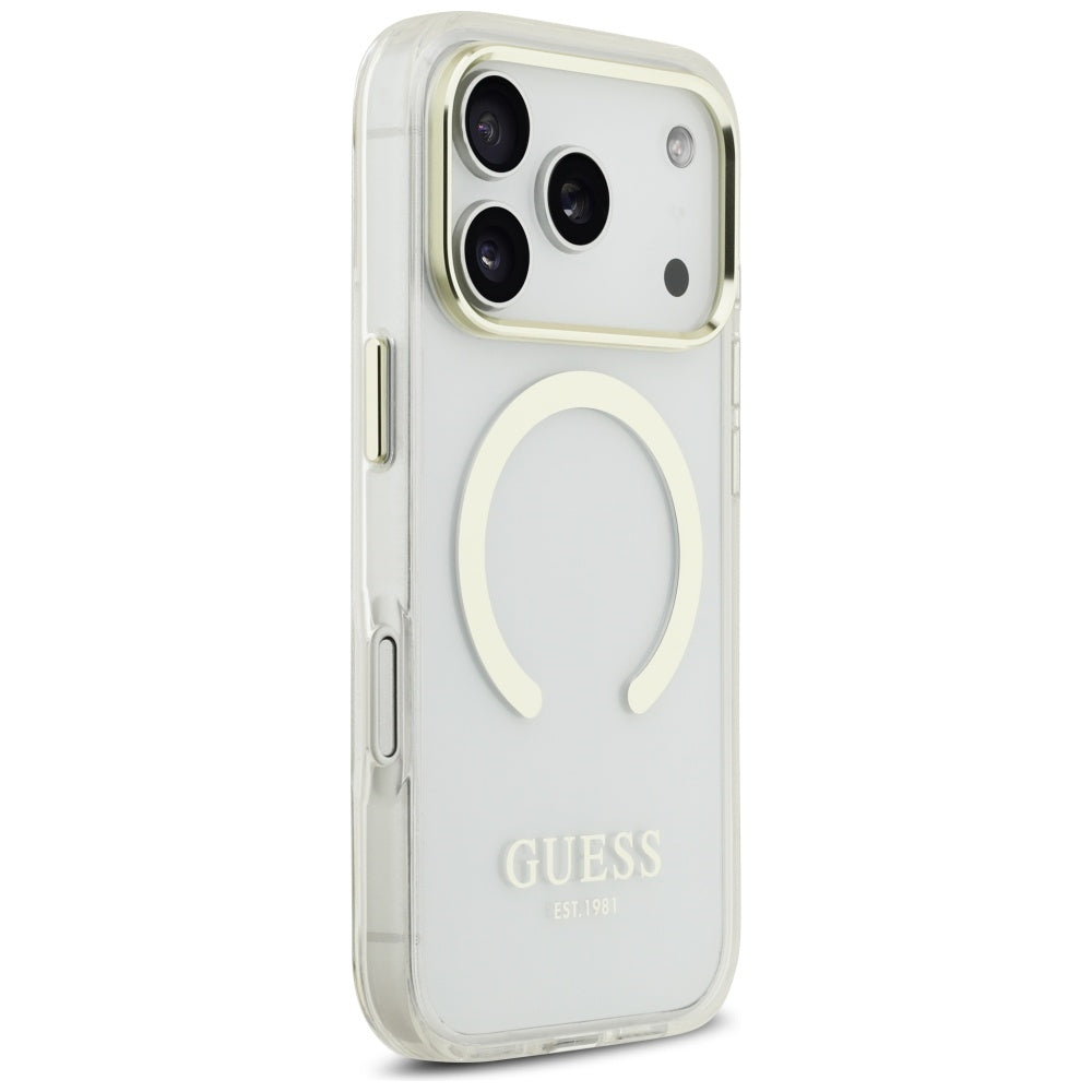 MagSafe Case for Apple iPhone 17 Pro Max, Guess, Metal Outline, Gold