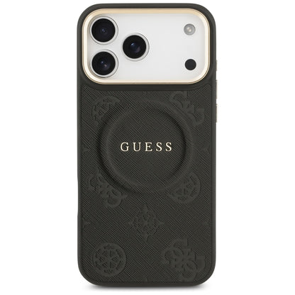 MagSafe Case for Apple iPhone 17 Pro Max, Guess, Peony Hot Stamp, Black