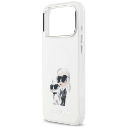 MagSafe Case for Apple iPhone 17 Pro Max, Karl Lagerfeld, IML Aquarelle Karl & Choupette Logo, White