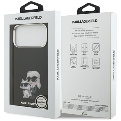 MagSafe Case for Apple iPhone 17 Pro Max, Karl Lagerfeld, IML Aquarelle Karl & Choupette Logo, Black