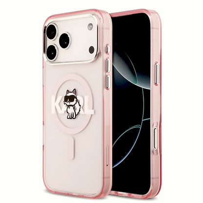 MagSafe Case for Apple iPhone 17 Pro Max, Karl Lagerfeld, IML Sketch Logo Choupette, Pink