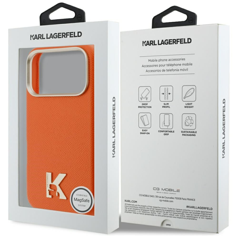 MagSafe Case for Apple iPhone 17 Pro Max, Karl Lagerfeld, Karl Head Logo, Orange