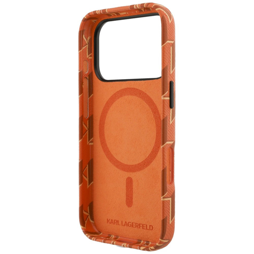 MagSafe Case for Apple iPhone 17 Pro Max, Karl Lagerfeld, KL Monogram Logo, Orange