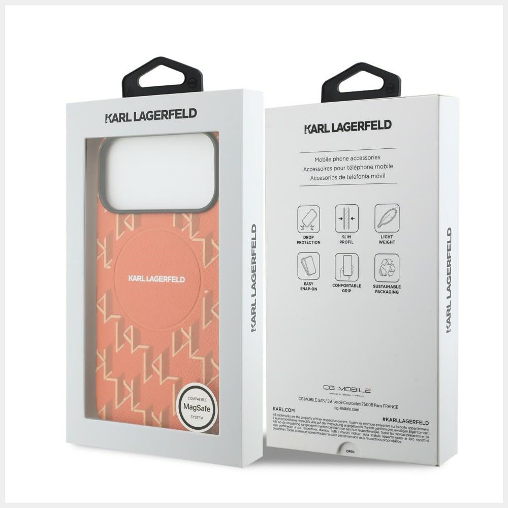 MagSafe Case for Apple iPhone 17 Pro Max, Karl Lagerfeld, KL Monogram Logo, Orange