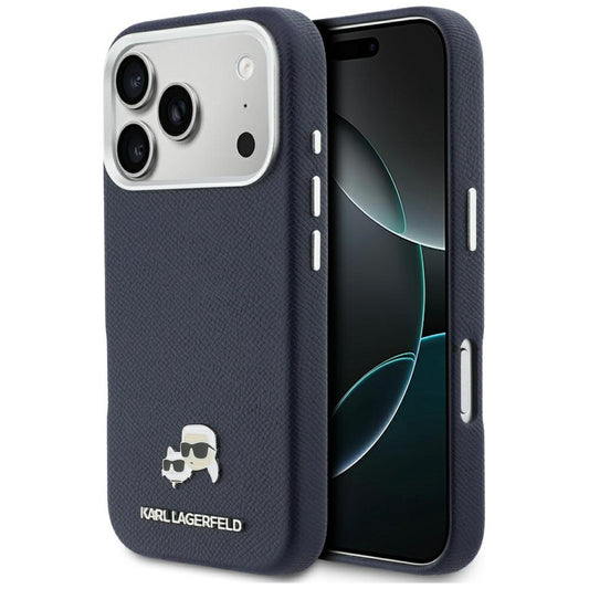 MagSafe Case for Apple iPhone 17 Pro Max, Karl Lagerfeld, Saffiano Karl & Choupette Pins, Blue