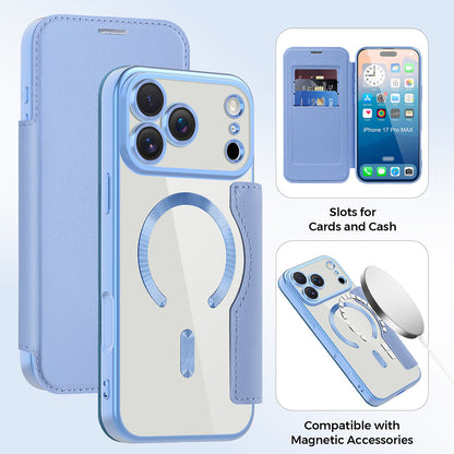 MagSafe Case for Apple iPhone 17 Pro Max, Techsuit, SmartMag Book, Blue