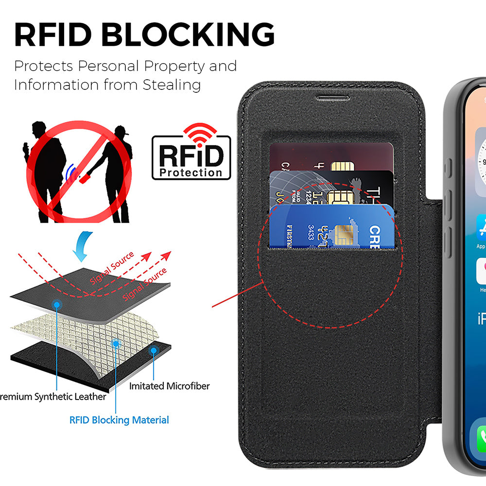 MagSafe Case for Apple iPhone 17 Pro Max, Techsuit, SmartMag Book, Pink