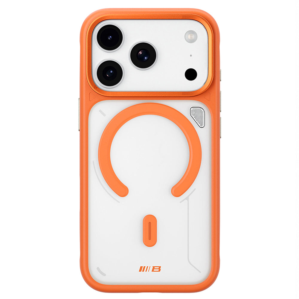 MagSafe Case for Apple iPhone 18 Pro / 17 Pro, Blueo, Heat Dissipation Stand, Satin Transparent Orange
