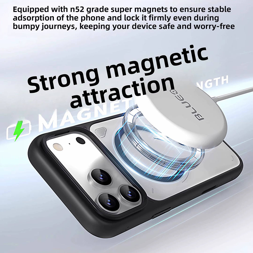 MagSafe Case for Apple iPhone 18 Pro / 17 Pro, Blueo, Heat Dissipation Stand, Satin Transparent Orange