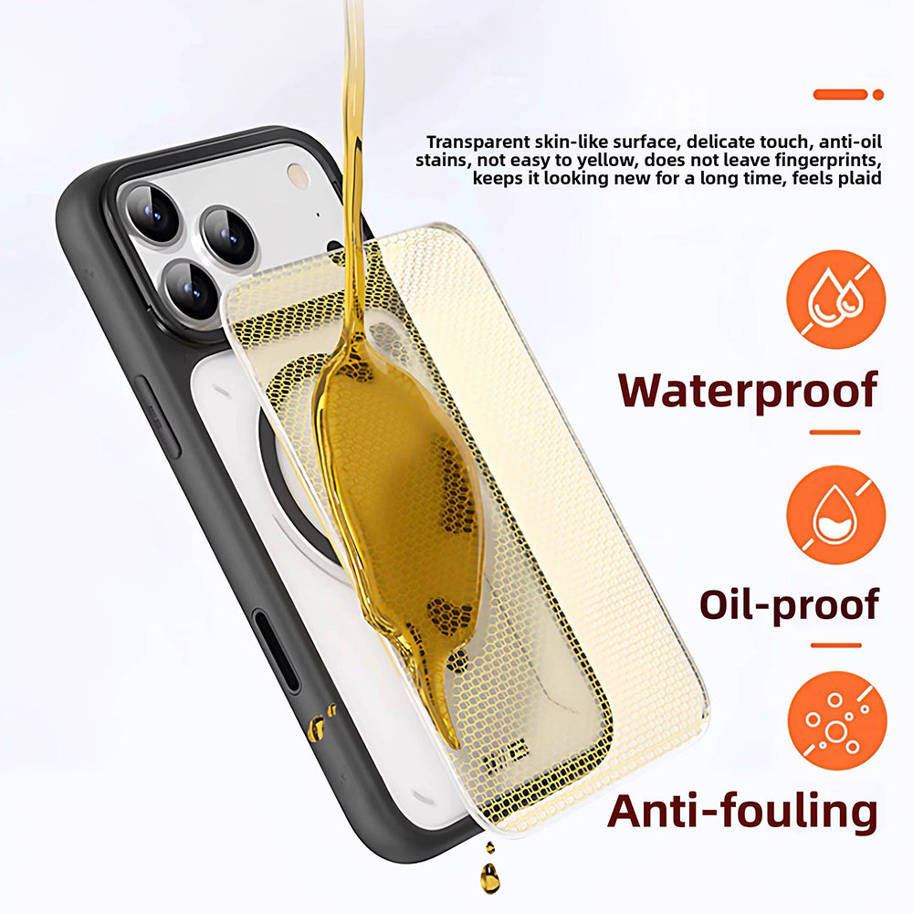MagSafe Case for Apple iPhone 18 Pro / 17 Pro, Blueo, Heat Dissipation Stand, Satin Transparent Orange