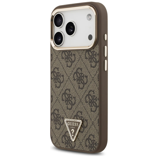 MagSafe Case for Apple iPhone 18 Pro / 17 Pro, Guess, 4G Triangle Logo, Brown