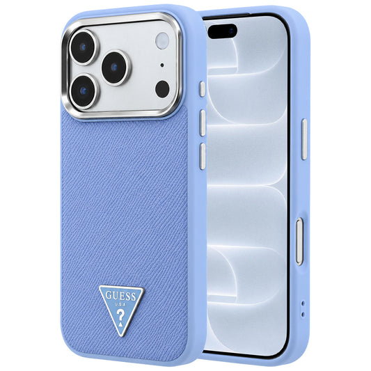 MagSafe Case for Apple iPhone 18 Pro / 17 Pro, Guess, Grained Triangle Logo, Blue