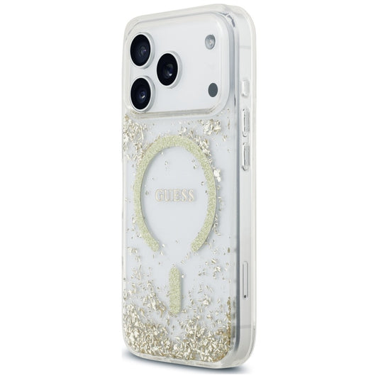 MagSafe Case for Apple iPhone 18 Pro / 17 Pro, Guess, Resin Bottom Glitter, Gold