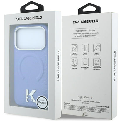 MagSafe Case for Apple iPhone 18 Pro / 17 Pro, Karl Lagerfeld, Grained Embossed Ring, Blue