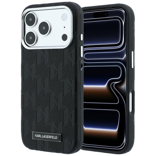 MagSafe Case for Apple iPhone 18 Pro / 17 Pro, Karl Lagerfeld, Grained Mono Resin Logo, Black