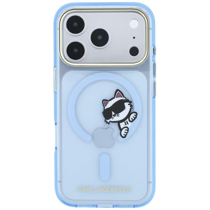 MagSafe Case for Apple iPhone 18 Pro / 17 Pro, Karl Lagerfeld, IML Peekaboo Print and Metal Frame, Blue