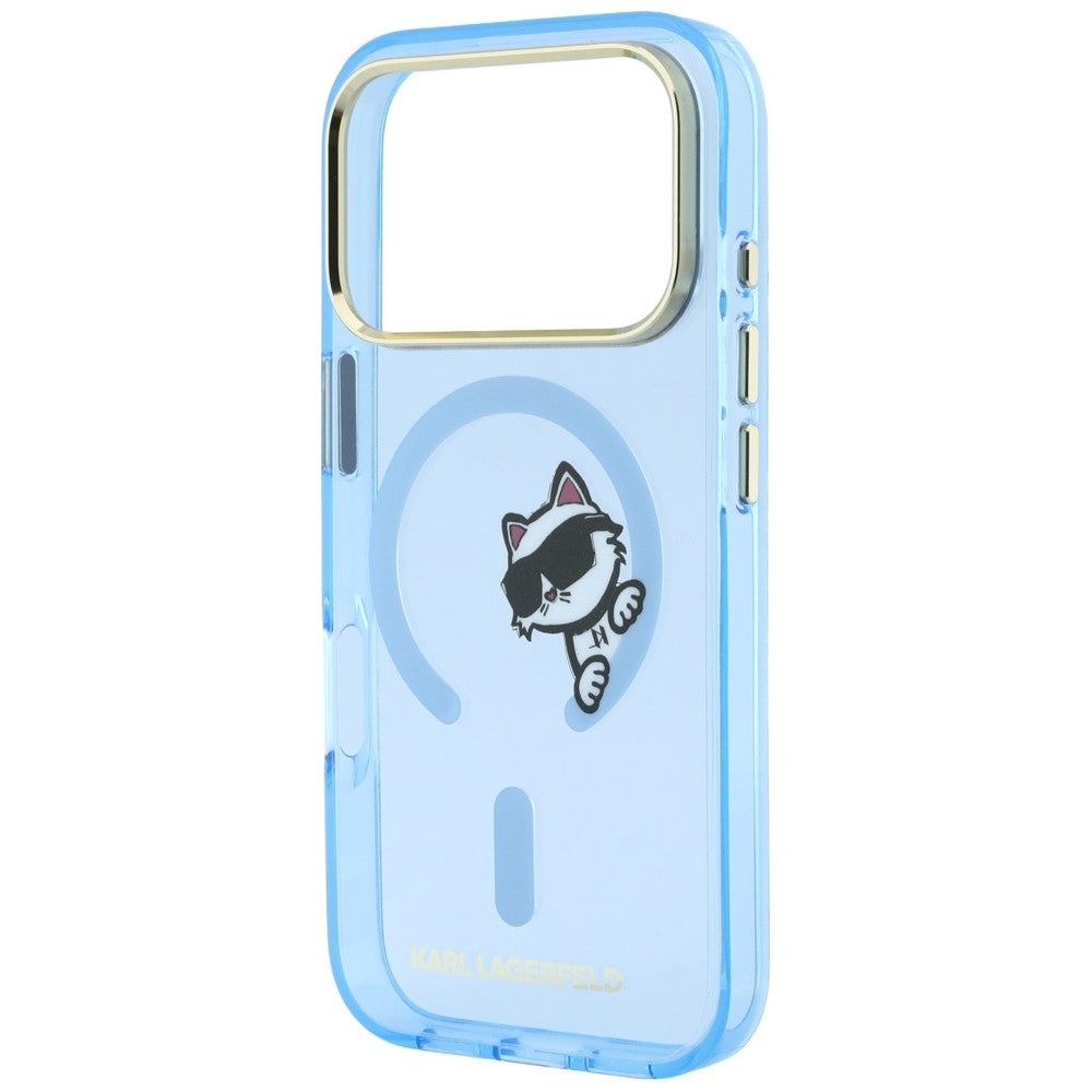 MagSafe Case for Apple iPhone 18 Pro / 17 Pro, Karl Lagerfeld, IML Peekaboo Print and Metal Frame, Blue