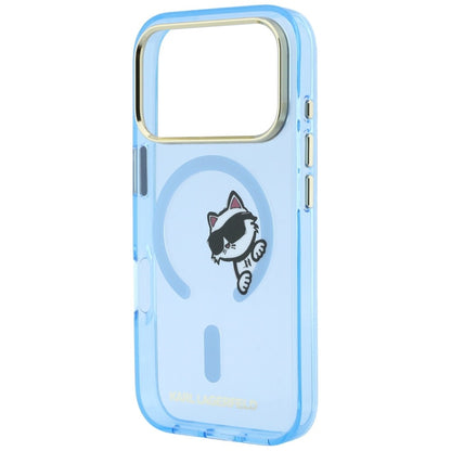 MagSafe Case for Apple iPhone 18 Pro / 17 Pro, Karl Lagerfeld, IML Peekaboo Print and Metal Frame, Blue