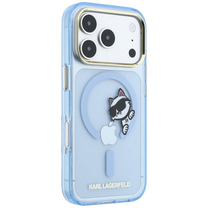 MagSafe Case for Apple iPhone 18 Pro / 17 Pro, Karl Lagerfeld, IML Peekaboo Print and Metal Frame, Blue