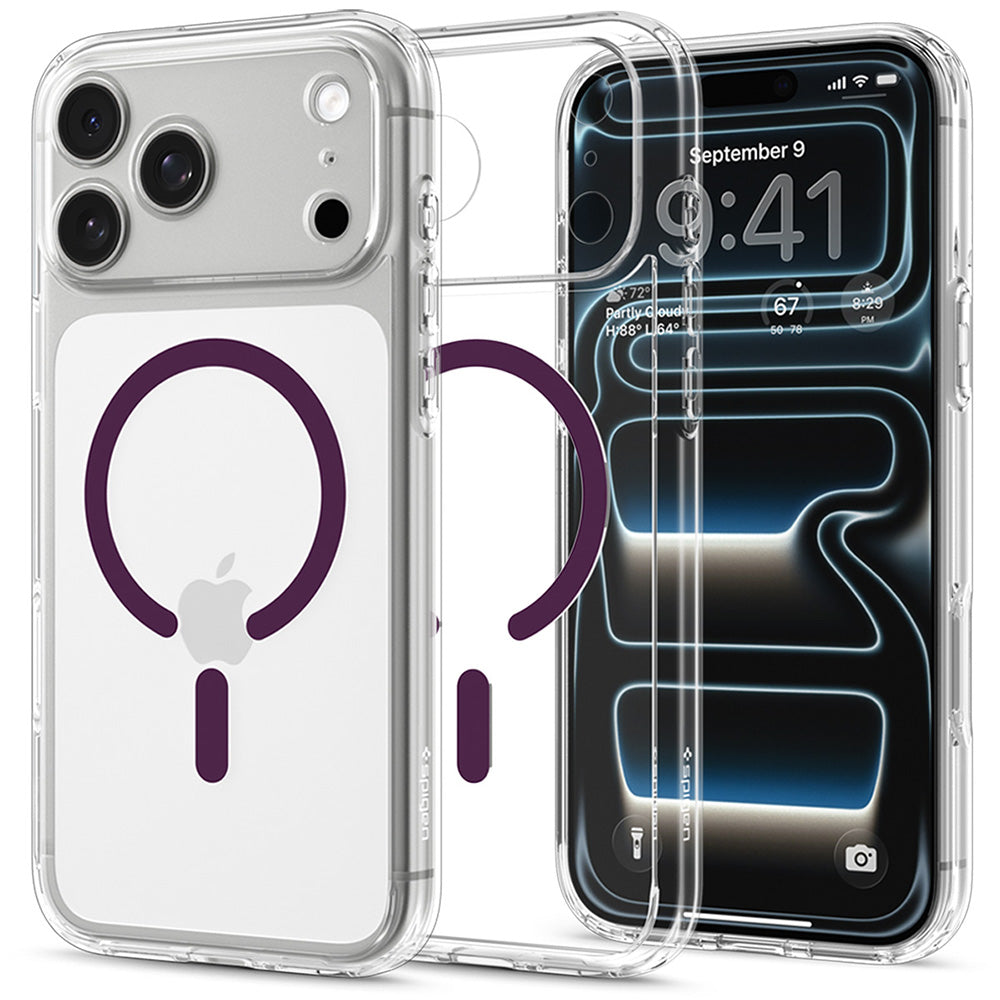 MagSafe Case for Apple iPhone 18 Pro / 17 Pro, Spigen, Ultra Hybrid, Transparent Burgundy ACS12335