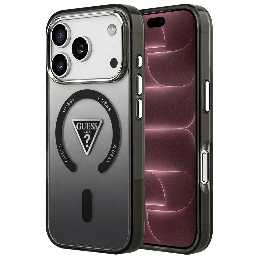 MagSafe Case for Apple iPhone 18 Pro Max / 17 Pro Max, Guess, IML Gradient Triangle Logo, Black