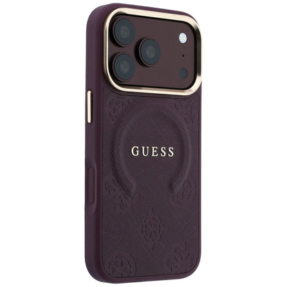 MagSafe Case for Apple iPhone 18 Pro Max / 17 Pro Max, Guess, Saffiano Peony Ring, Burgundy