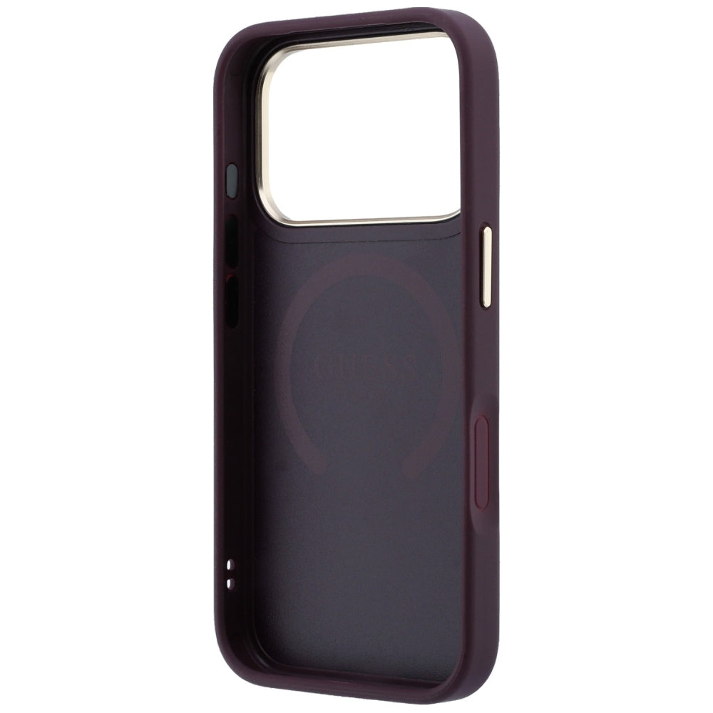 MagSafe Case for Apple iPhone 18 Pro Max / 17 Pro Max, Guess, Saffiano Peony Ring, Burgundy