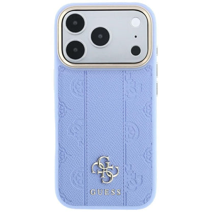 MagSafe Case for Apple iPhone 18 Pro Max / 17 Pro Max, Guess, Stripe Peony 4G, Blue